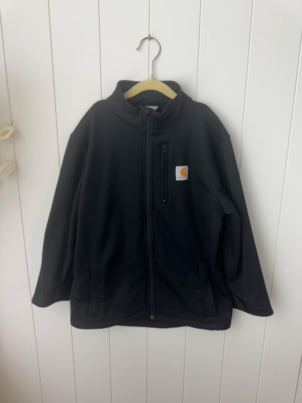 Carhartt Black Hooded Jacket Youth  Size‎ Small (7/8) 100% Polyester